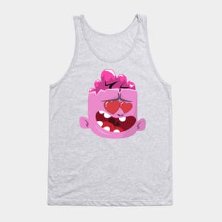 Cute pink brain monster with heart eye Tank Top